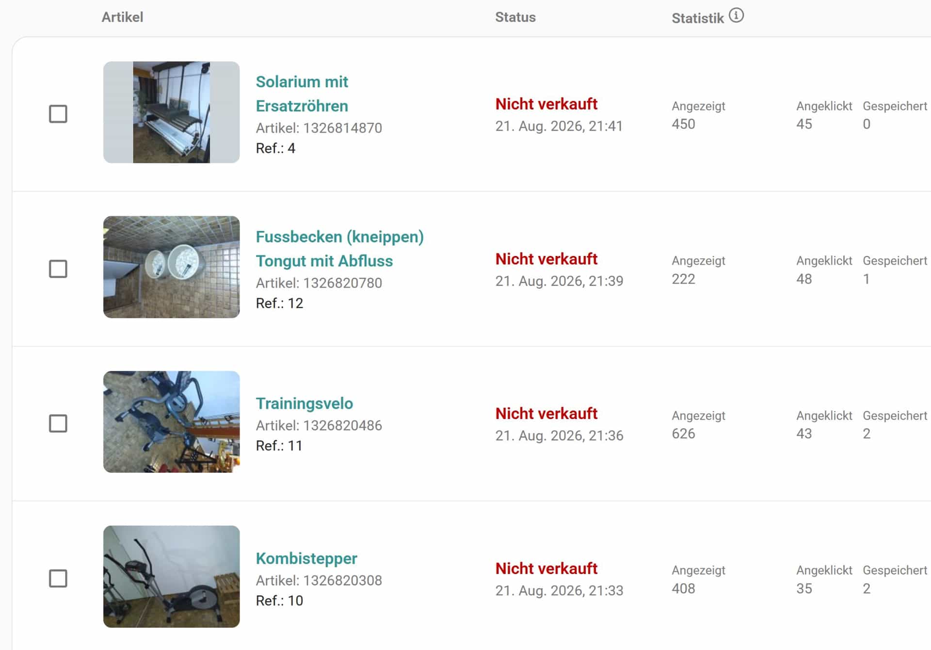 Solarium mit Ersatzröhren, Velo, Stepper, Fussbecken