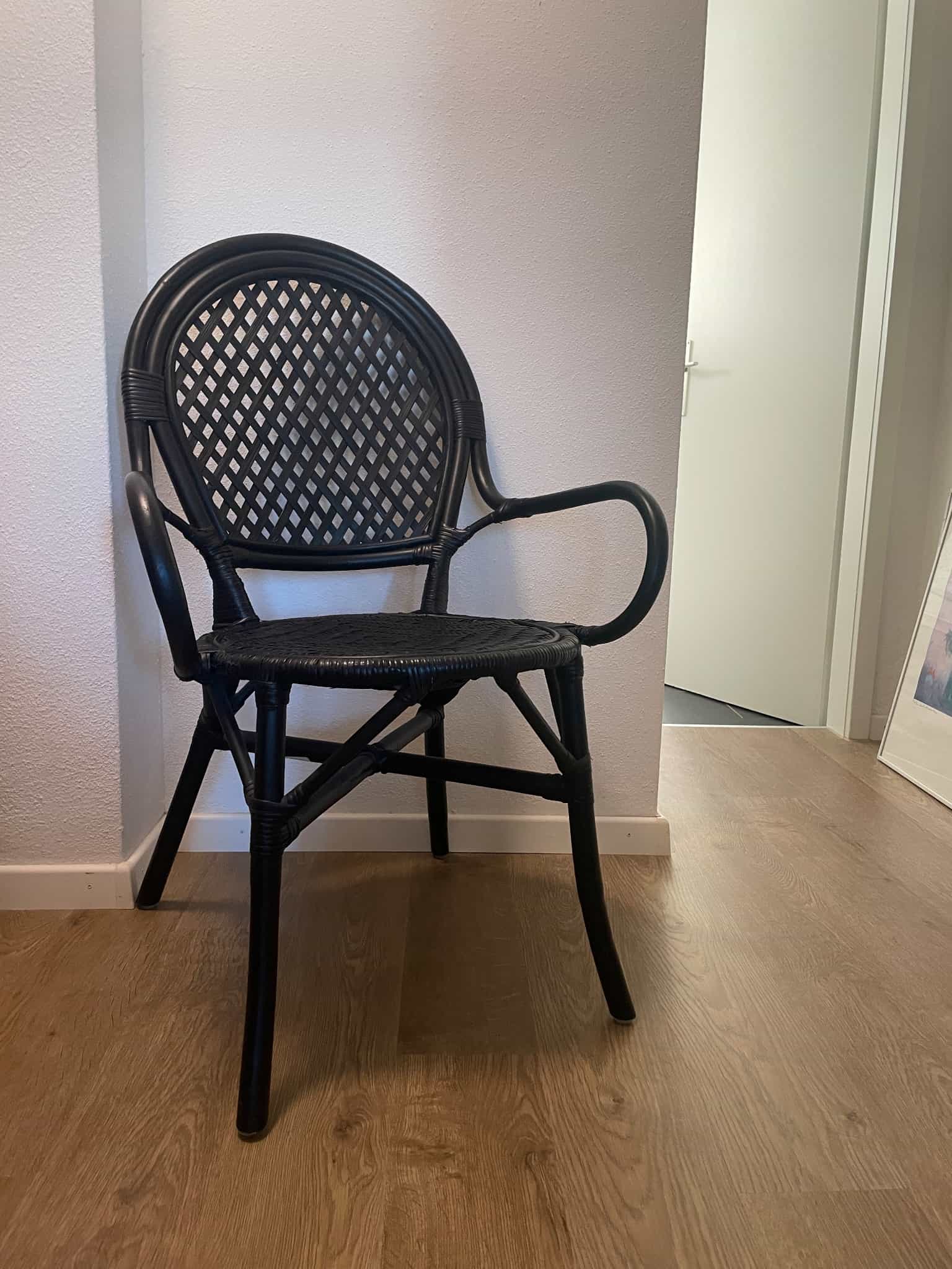 Sessel mit Rattan-Geflecht, schwarz