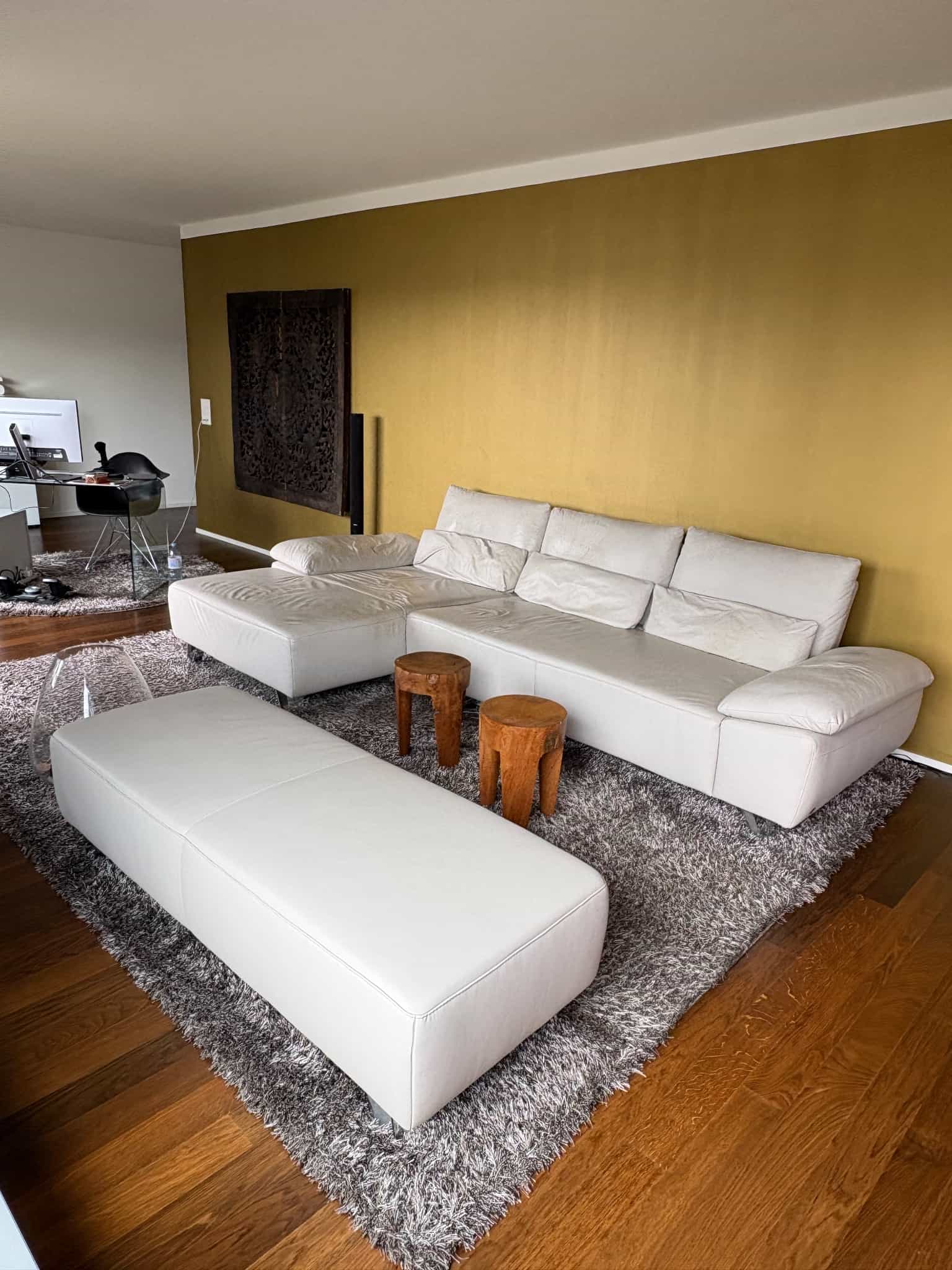 Sofa, weiss, Leder