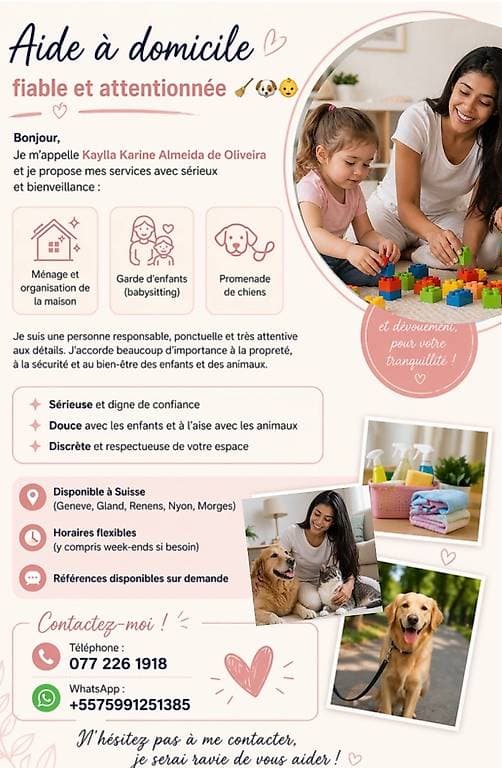 Aide à domicile fiable et attentionnée