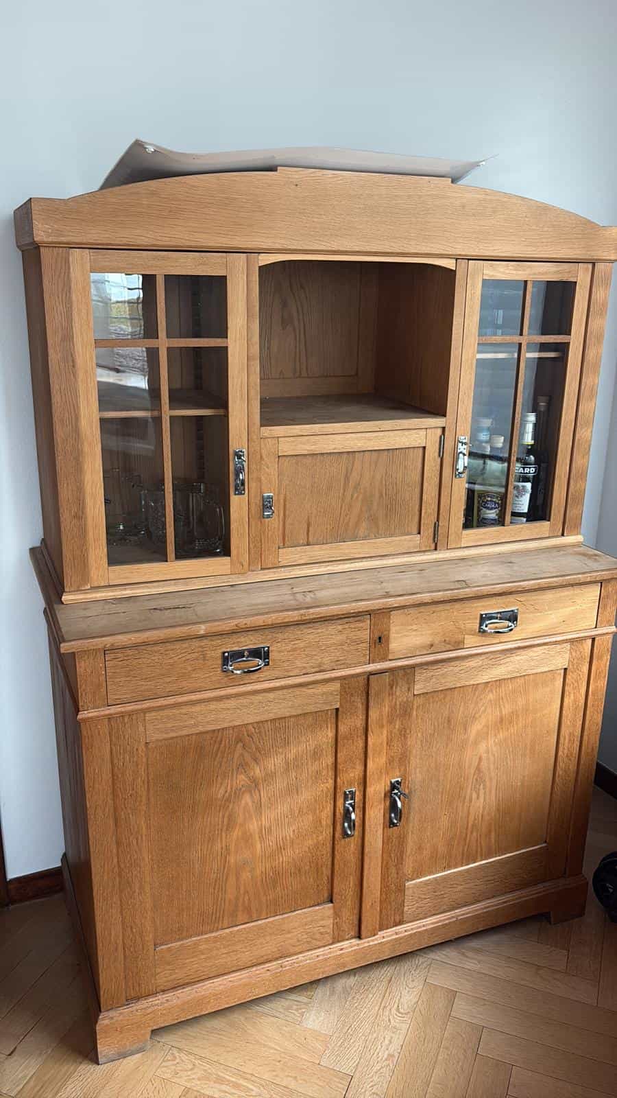 Buffet Vitrine en chêne, style Art Déco