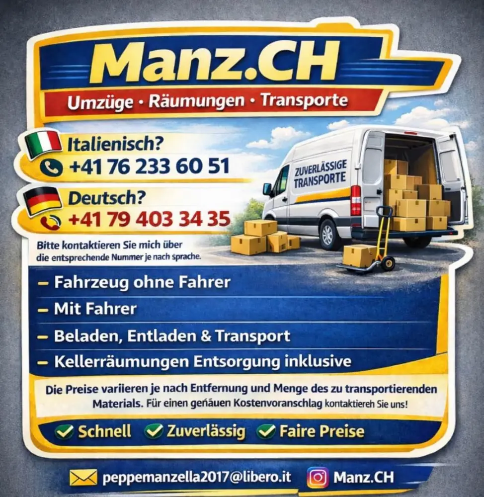 Transport, Umzug, Keller Räumung – Faire Preise | Manz.CH