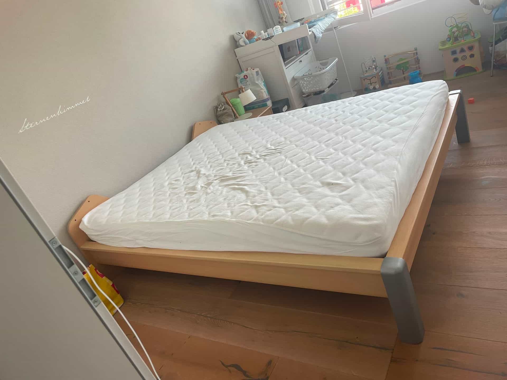 Bett Buche mit Matratze, 170x210