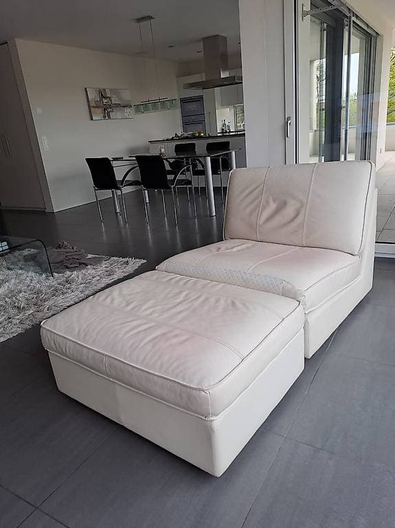 Fernsehstuhl Leder weiss