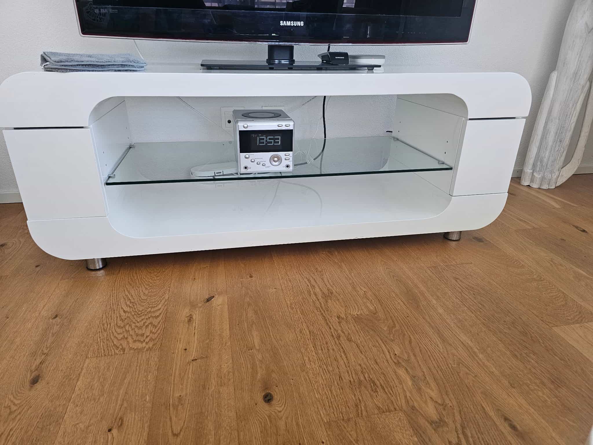 TV-Möbel mit Glasablage, weiss