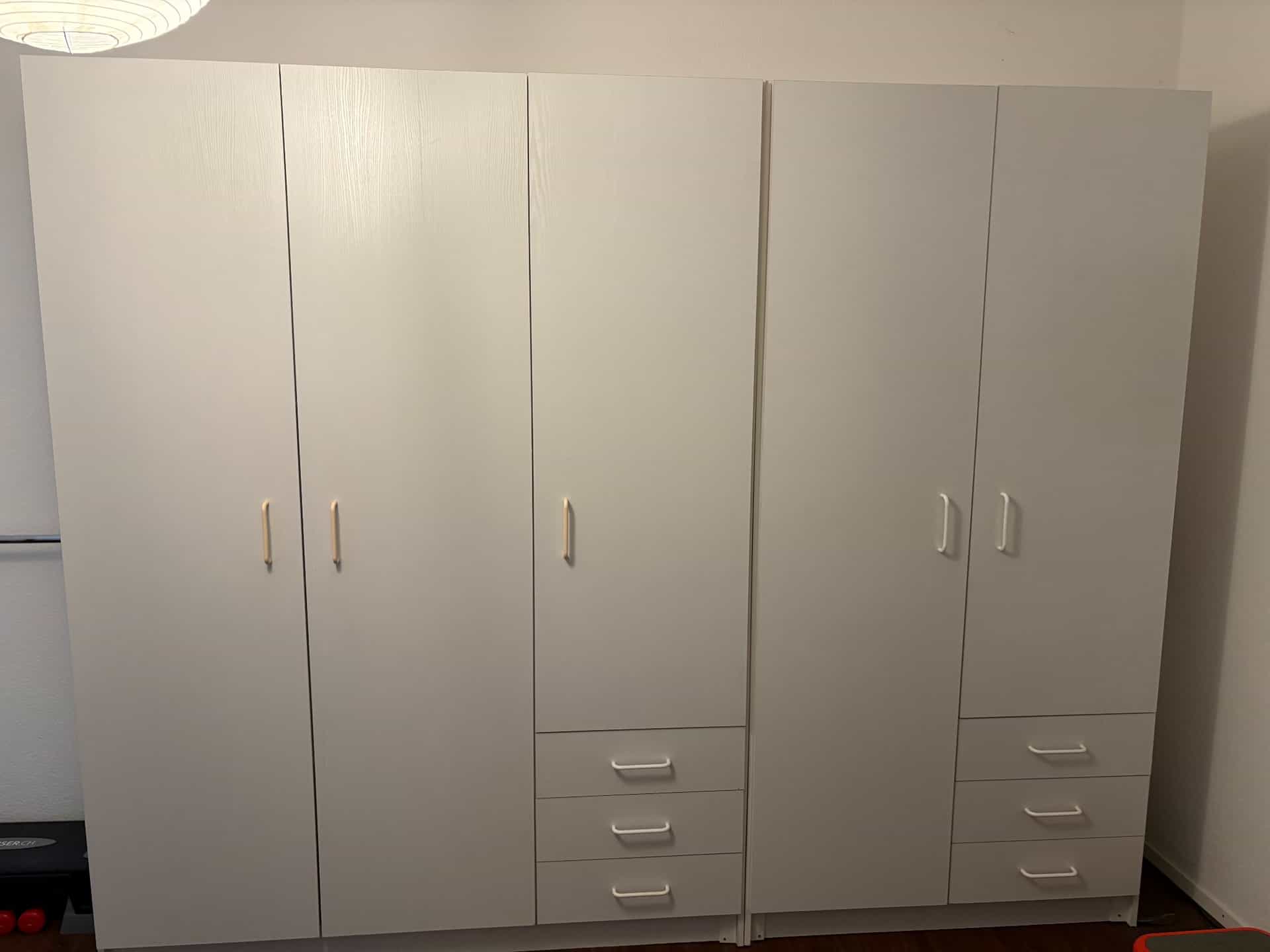 Kleiderschrank weiss, 5-türig mit Schubladen