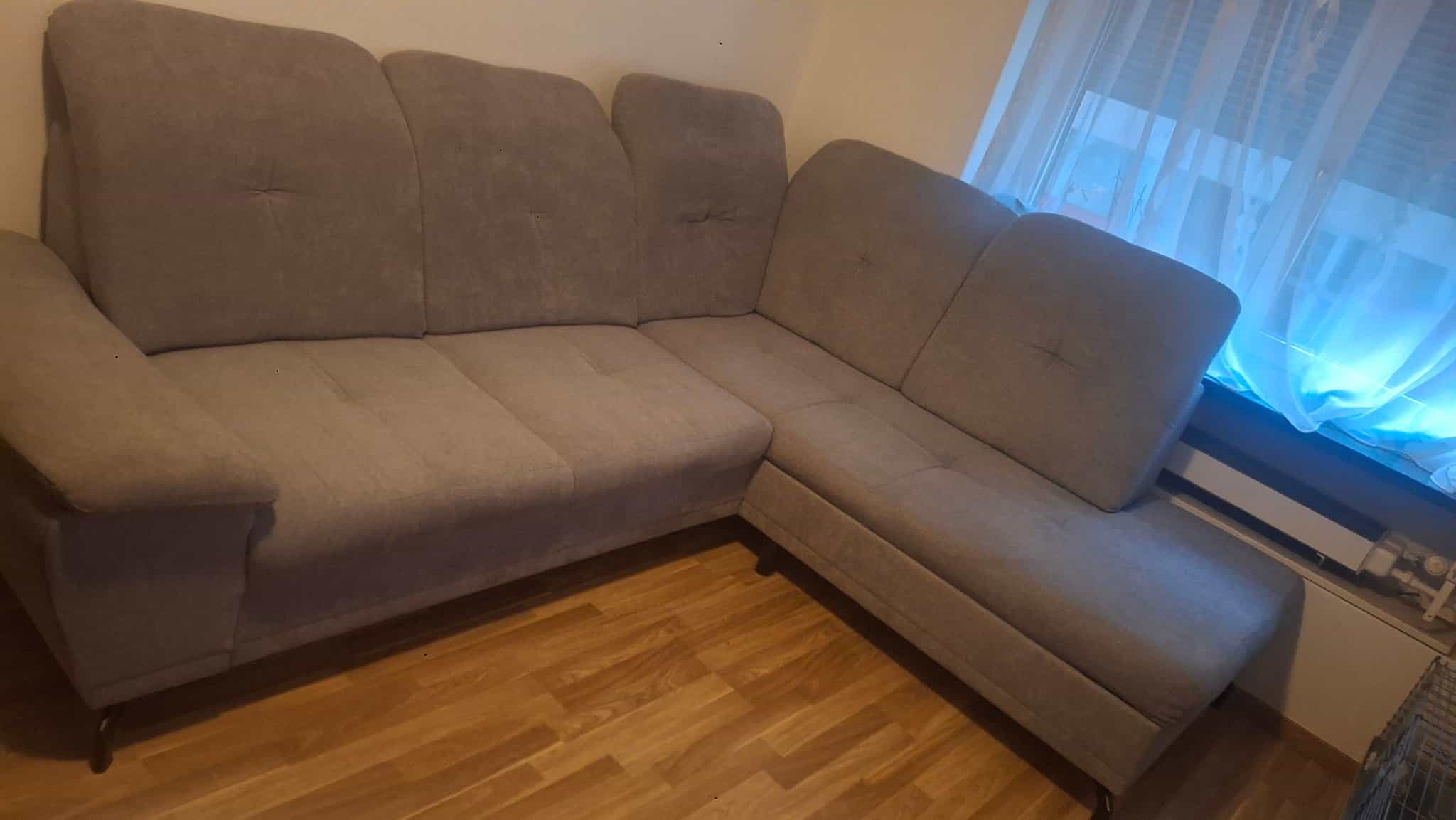 Ecksofa, Stoff grau-beige